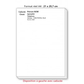 Bloc Têtes de lettres A4 Noir avec caducée