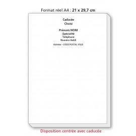 Bloc Têtes de lettres A4 Ordonnances / texte noir centré avec caducée 