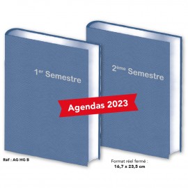 Lot de 2 Agendas Semestriels Bleu HG 2023 Réservation
