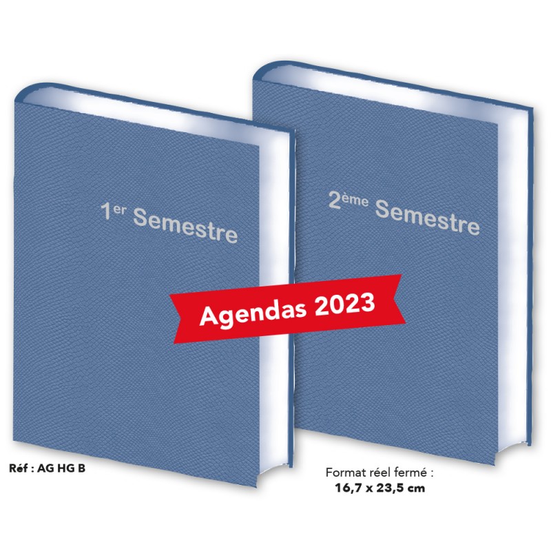 Lot de 2 Agendas Semestriels Bleu 2023 Réservation