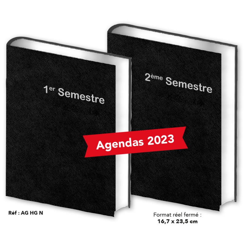 Lot de 2 Agendas Semestriels Noir 2023 Réservation