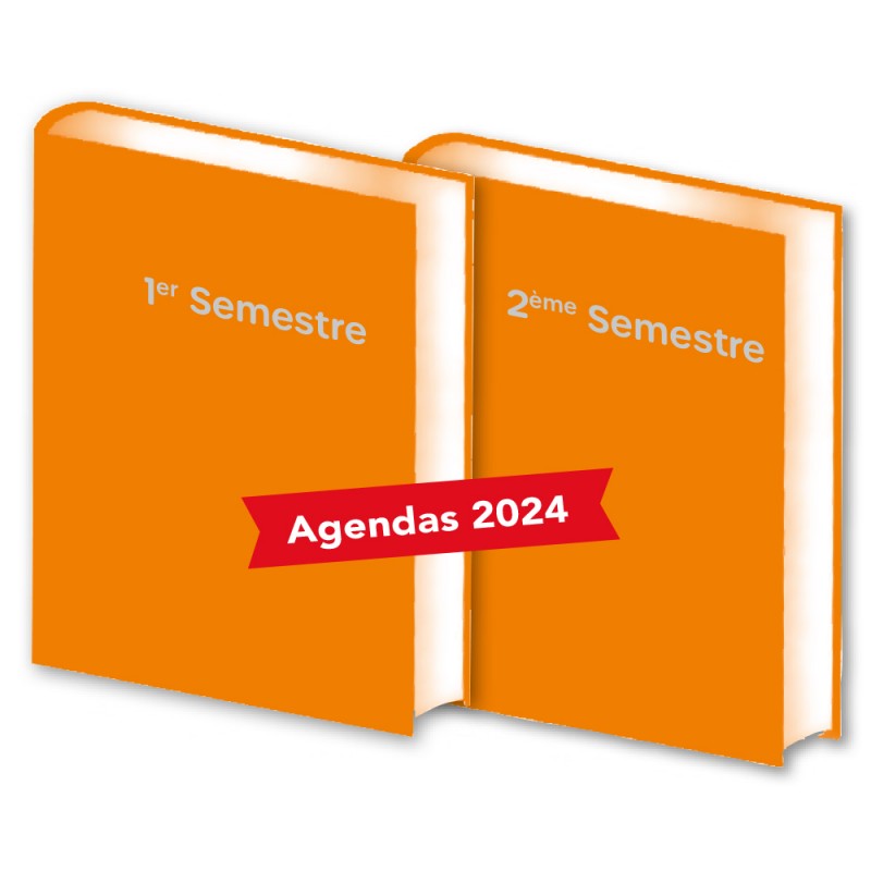 Lot de 2 Agendas Semestriels 2024 Orange Soldes