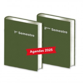 Lot de 2 Agendas Semestriels 2025 Kaki Réservation