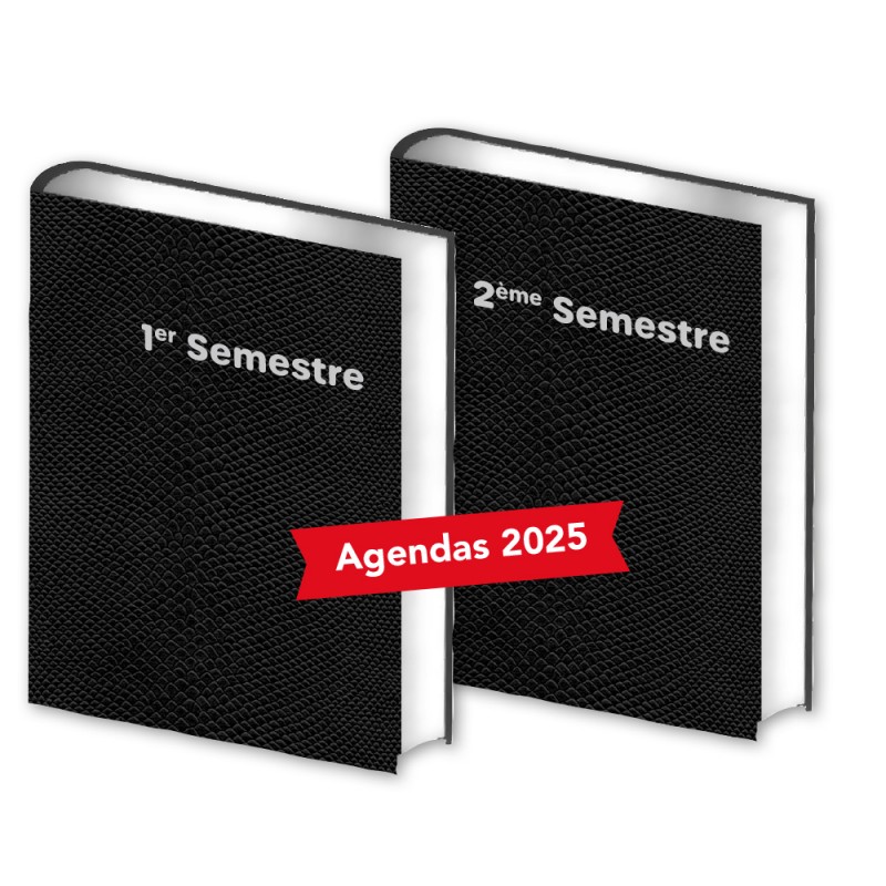 Lot de 2 Agendas Semestriels HG Noir 2025 Réservation