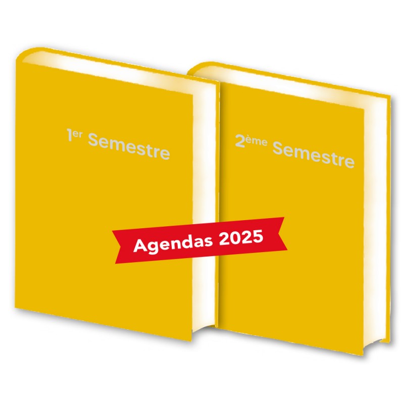 Lot de 2 Agendas Semestriels 2025 Jaune