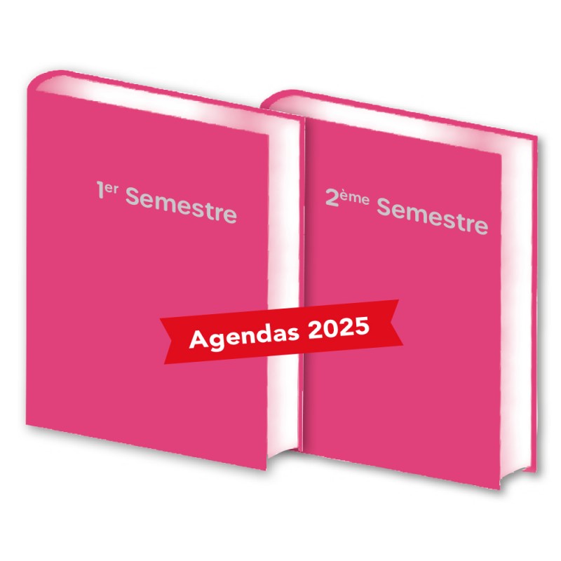 Lot de 2 Agendas Semestriels 2025 Fushia